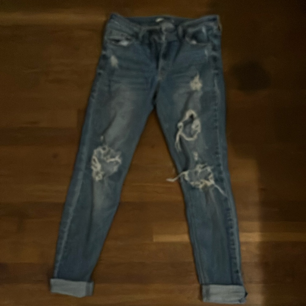 Old Navy Blue Boyfriend Jeans with Vintage Distressing